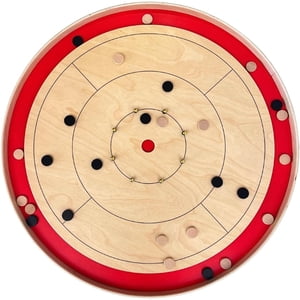 Tradeopia Round Crokinole Board Game, Classic Tabletop Game with 26 Discs, Metal Bumpers, Fast Powder & Tin, Traditional Canadian Family Game for All Ages