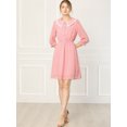 thumbnail image 3 of INSPIRE CHIC Women's Stars Dots Print Turn Down Collar Ruffled 3/4 Sleeve Dress, 3 of 6
