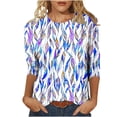 thumbnail image 2 of Soki T-Shirts de Mode pour Femmes, Col Rond Décontracté, Manches 3/4, T-Shirt Ample, Chemisiers et Chemises pour Dames, 2 of 5