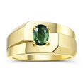 thumbnail image 1 of RYLOS Men's Rings 14K Yellow Gold Ring Classic Solitaire 7X5MM Oval Shape Gemstone Designer Band Green Sapphire September Birthstone Rings For Men Size 9, 1 of 7