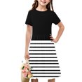 thumbnail image 1 of Liquidation Aujourd'hui Iumwxz Robe Décontractée Trapèze Robe Tunique pour Adolescentes Robe Col Ras du Cou Imprimé à Rayures Manches Courtes Robes pour Enfants Robe Ravissante pour Costume 4-14a, 1 of 7