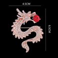 thumbnail image 3 of Hommes Rétro Style Dragon Broche Corsage Broche Chinois Style Parti Badge Bijoux Or + Rouge, 3 of 9