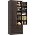 thumbnail image 1 of HOMCOM 72" Kitchen Pantry Cabinet with LED Light and Door Shelves, Brown, 1 of 10