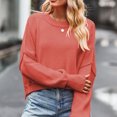 thumbnail image 2 of Timegard Women's Sweaters Cropped 2024 Fall Winter Sweater Long Sleeve Pullover Side Slit Knit Tops, 2 of 4