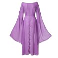 thumbnail image 5 of Yuyuzo Robe Maxi Médiévale pour Femmes Grande Taille Renaissance Vintage à Manches Évasées à Encolure Dégagée Robe de Couleur Unie, 5 of 5