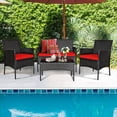 thumbnail image 3 of Gymax 4PCS Outdoor Furniture Set Patio Rattan Conversation Set w/ Red Cushion, 3 of 10