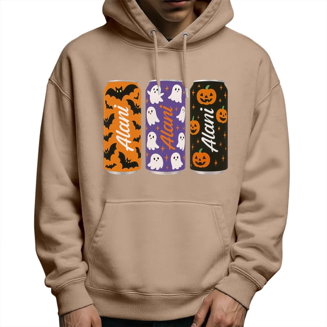 LUOGENLI Chandails à Capuche et Chandails Mode pour Hommes, Chandail à Enfiler d'Halloween, Chandail à Capuche Graphique à Manches Longues, Chandail à Enfiler avec Imprimé, Veste Décontractée Confortable et Douce pour l'Automne et l'Hiver, Kaki, Taille TTG