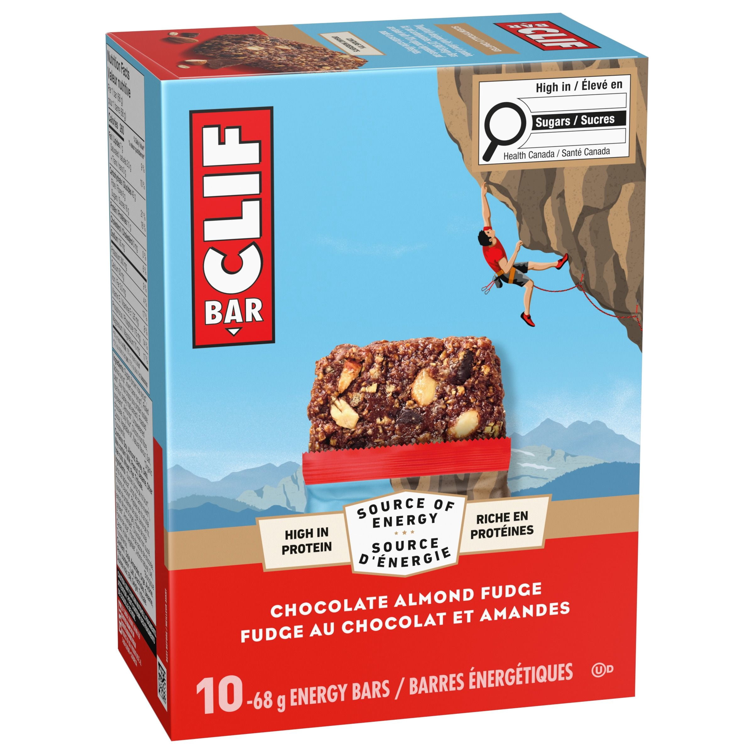 CLIF BAR Barres Énergétiques, Fondant au Chocolat et Amandes, Barre Granola, Riche en Protéines, Contient 70 % d'Ingrédients Biologiques