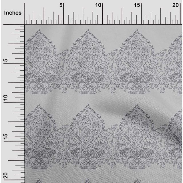 oneOone Cotton Poplin Fabric Leaves & Floral Block Print Sewing Fabric BTY 56 Inch Wide
