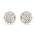 thumbnail image 1 of Boucles d'Oreilles Cloutées en Or Rose et Blanc 10KT avec Diamants Ronds (1/10 cttw), 1 of 4