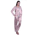 thumbnail image 2 of Moomaya Ensemble de Pyjama à Manches Longues et Shorts pour Femmes, Pyjama en Satin à Boutons pour Femmes, 2 of 6
