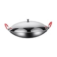 thumbnail image 3 of veasfak Poêle de Cuisson en Acier Inoxydable Wok à Double Poignée pour Barbecue Restaurant Hôtel 9 Pouces avec Couvercle, 3 of 9