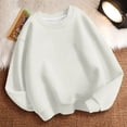 thumbnail image 4 of lcziwo Chandail pour Enfants à Col Rond, Chandail de Base Uni pour Enfants, Tunique Décontractée Oversize à Épaules Tombantes, Manches Longues, Automne Hiver, Mode, Sans Capuchon, Blanc, 4 Ans, 4 of 4