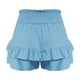 thumbnail image 5 of Timegard Wide Leg Shorts for Women Elastic Waisted Smocked Ruffle Bottom Flowy Lounge Shorts Beach Wear, 5 of 5