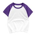 thumbnail image 1 of MeetoTime T-shirt à Manches Courtes en Coton pour Enfants, Patchwork, Couleur Unie, Col Rond, Confortable, pour Tout-Petits Garçons Filles, 1 of 3