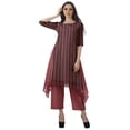thumbnail image 2 of Moomaya Kurti Asymétrique avec Ensemble Pantalon Femmes Chanderi Imprimé Tenue de Fête Vêtements, 2 of 6