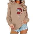 thumbnail image 1 of Amzcrzy Chandail de Noël pour Femmes Mode Manches Longues Col Rond T-Shirt Impression Verre de Vin Rouge Ample Grande Taille Chandail à Enfiler Hauts, 1 of 4