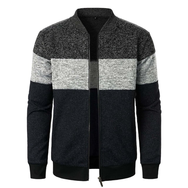 Birdeem Chandail Long à Fermeture Éclair pour Hommes, Manteau Sans Capuche à Manches Longues, Veste Décontractée