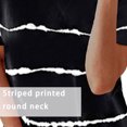 thumbnail image 3 of Unatoiry Polyvalent et Confortable Femmes S Chemise Toute Occasion Rayé Imprimé O-Cou Tops Tendance Noir S 1Set, 3 of 5