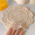 thumbnail image 4 of Dessous de 10 Napperon Fait à la Main au Crochet Tricoté Dentelle Rond Coton Napperons de Table Lot de 4, 4 of 7