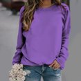 thumbnail image 2 of Yuyuzo 2025 Automne Chandail Sport Uni pour Femme Décontracté Ample à Col Rond Raglan à Manches Longues Chandail Tunique Hauts Violet A2, 2 of 5