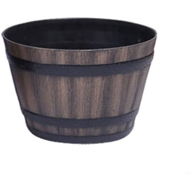 Resin Whiskey Barrel Flower Pot Round Planter Indoor Outdoor Garden Yard Patio