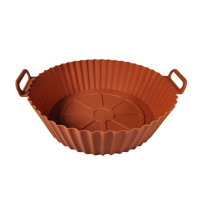 Brown Reusable Fryer Liner In Brown Silicone For Air Fryer #43u31