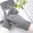 thumbnail image 1 of Gray Gloves Mittens Winter Mens Warm and Thick Cold Proof Solid Color Screen Gloves, 1 of 4
