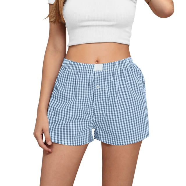 Plebaso Shorts Boxeurs pour Femmes Taille Élastique Shorts Décontractés Bas de Détente Confortables Shorts de Pyjama Amples Vêtements de Nuit
