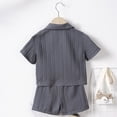 thumbnail image 4 of Zpanxa Boys Summer Outfits Kids Solid Color Collar Short Sleeve Button Elastic Waist Shorts Two Piece Set 1 Years, 4 of 7