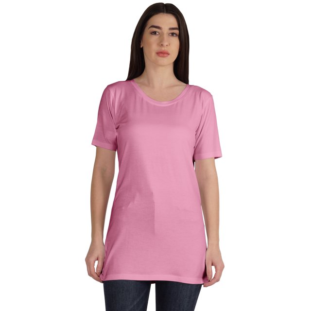 Inkmeso Plain Basic Tshirt Long Length Tee Short Sleeve Workout Top For Women