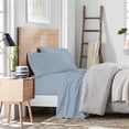 thumbnail image 2 of Color Sense 1200 Thread Count Wrinkle-Resistant Super Soft Extra Deep Pocket Hotel Luxury Cotton Blend 4-Piece Sateen Bedsheet Set Full Blue, 2 of 4