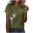 thumbnail image 3 of Babysbule Liquidation de Hauts pour Femmes T-shirt à Col Rond de Mode pour Femmes à Manches Courtes Imprimé Pissenlit T-shirt Décontracté Ample Hauts, 3 of 4