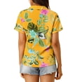 thumbnail image 3 of INSPIRE CHIC Women's Shirts Hawaiian Short Sleeve Tropical Floral Button Down Tops S Yellow, 3 of 8