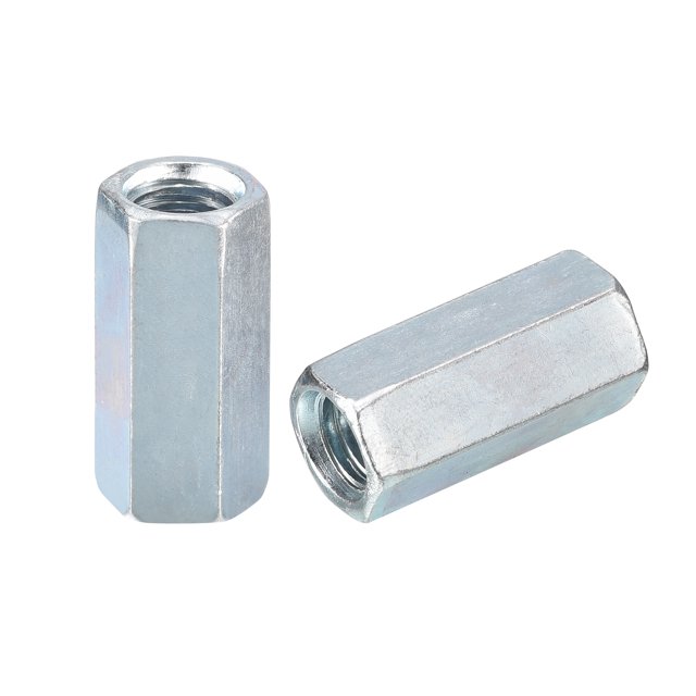 Écrous de couplage de barres uniques, M10x14x30mm, coupleur de tige fileté en acier au carbone galvanisé, 5 Count, 5 Pack