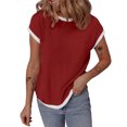 thumbnail image 1 of hotojiny Hauts pour Femmes Mode Texturé Col Rond Poche Tee Été Bloc de Couleur Manches Courtes Chemise Décontractée Vêtements 2025, 1 of 5