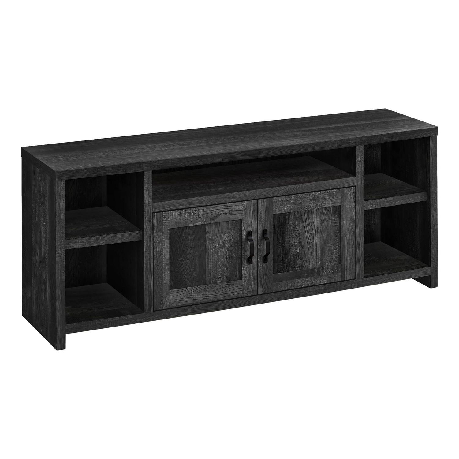 Monarch Specialties Meuble Tv, 60 Pouces, Console, Centre De Divertissement Média, Unite De Rangement, Salon, Chambre À Coucher, Stratifié, Noir, Transitionnel
