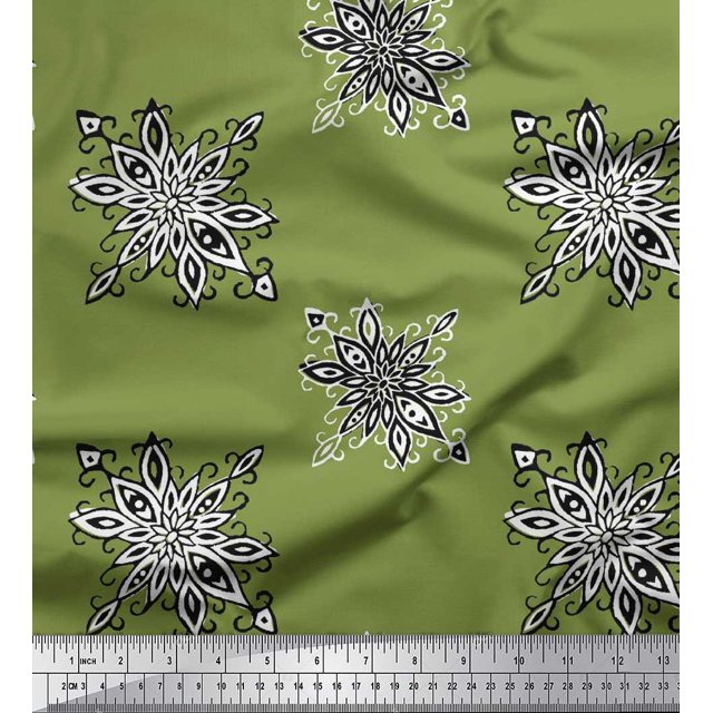 Soimoi Poly Georgette Fabric Floral Block Decor Fabric Printed Yard 42 Inch Wide