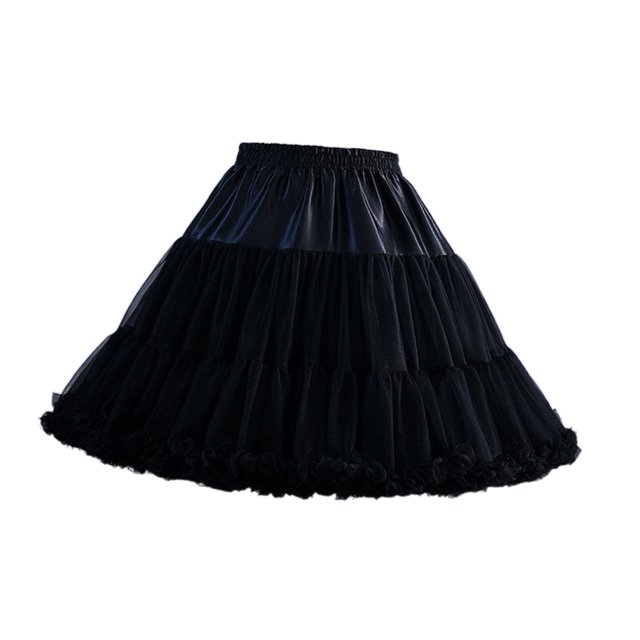 Dalazy Femmes Couches Tulle Jupon Mousseline de Soie Robe Costume pour Cosplay Noir 45cm 1Set
