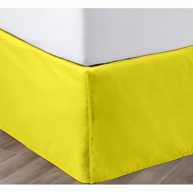 SGI Bedding 14 Inch Pleated Bed Skirt | Microfiber Bed Skirt | Fade Resistant, Wrinkle Free, Anti-static, Decorative, Extra Storage Space, Clutter-Free | Queen, Yellow
