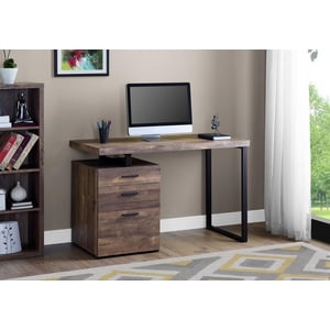 Monarch Specialties Computer Desk, Home Office, Laptop, Left, Right Set-up, Storage Drawers, 48"l, Work, Metal, Laminate, Brown, Black, Contemporary, Modern
