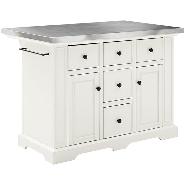 Crosley Julia Stainless Steel Top Kitchen Island in White