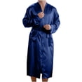 thumbnail image 1 of Men Solid Casual Long Sleeves Lace-up Home Pocket Long Pajama Robe, 1 of 6