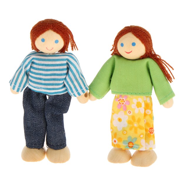 Poupées Flexibles Famille Poupée Familles Maison de Poupée Poupées en Bois pour Enfants Jouer Poupées Flexibles Famille Poupée Familles Maison de Poupée Poupées en Bois pour Enfants Jouer