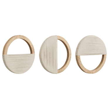 Bouclair Natural Set of 3 Mango Wood and Rope Circle Wall Decor 36.1 X 12 in (91.69 X 30.48 cm)