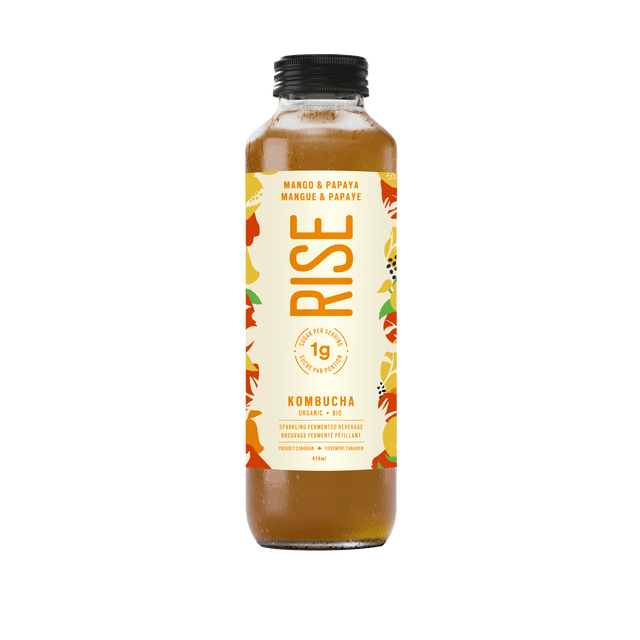 RISE 1g Kombucha Mango & Papaya, 414mL