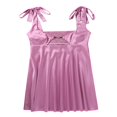 thumbnail image 3 of Robe Satinée Sans Manches pour Femmes Adultes Couleur Unie Col en U Découpe une Pièce, 3 of 9