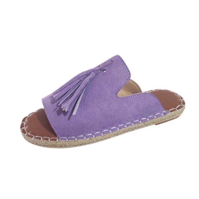 RKSTN Chaussons pour Femmes Mode Décontractée Chaussures Plates à Franges Chaussons Sandales à Bout Ouvert, Chaussons pour Femmes Intérieur Extérieur