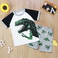 thumbnail image 2 of Kid Boy Clothes Summer Clothes Crew Neck Dinosaur Short Sleeve Shirt Short Set Kid Clothes 5-6 Years, 2 of 3