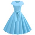 thumbnail image 1 of EGNMCR Robes d'Été Femmes Tendance 2024 Femmes Vintage Manches Courtes 50s Ménagère Décontractée Soirée Fête Bal Robe, 1 of 6